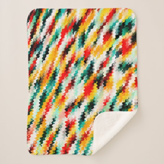 Rot-Blau-Gelb-Weiß Abstraktes Muster Sherpadecke (Vorderseite)