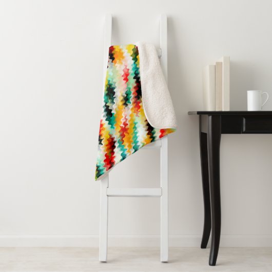 Rot-Blau-Gelb-Weiß Abstraktes Muster Sherpadecke (Beispiel)