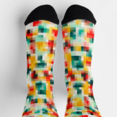 Rot-Blau-Gelb-Weiß Abstraktes Muster Socken (Oben)