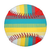 Rot-Blau-Gelb-Weiß Niedlich-Chic-Muster Baseball (Rückseite)