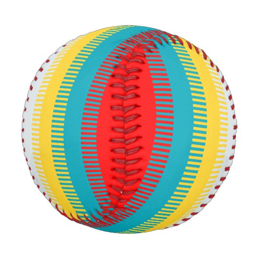 Rot-Blau-Gelb-Weiß Niedlich-Chic-Muster Baseball (Schrägansicht)
