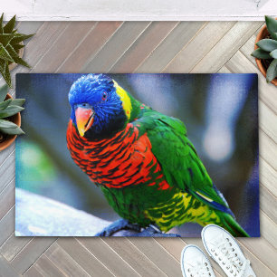 Rot-Blau-Gelbvogel nah-up Foto Fußmatte
