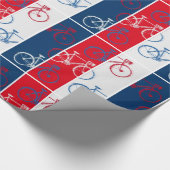 rot & blau, gestreift und coole Fahrräder Geschenkpapier (Ecke)