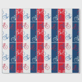 rot & blau, gestreift und coole Fahrräder Geschenkpapier (Flach)