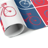 rot & blau, gestreift und coole Fahrräder Geschenkpapier (Rolleneckpunkt)