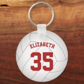 Rot-Blau-Girl-Volleyball w-Mannschaft Name Schlüsselanhänger (Rückseite)