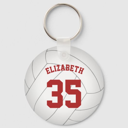 Rot-Blau-Girl-Volleyball w-Mannschaft Name Schlüsselanhänger (Rückseite)