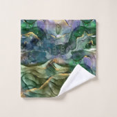 Rot-Blau-Goldfarbe abstrakt Badhandtuch Set (Waschlappen)