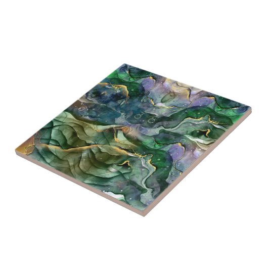 Rot-Blau-Goldfarbe abstrakt Fliese (Seite)