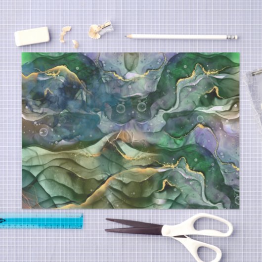 Rot-Blau-Goldfarbe abstrakt Seidenpapier (Handwerk)