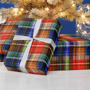 Rot Blau Grün Gelb Kariert Tartan Design Geschenkpapier