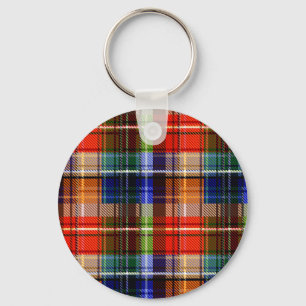 Rot Blau Grün Gelb Kariert Tartan Design  Schlüsselanhänger