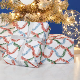 Rot Blau Grün Girlande Weihnachten Geschenkpapier