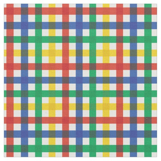 Rot, Blau, Grün und Gelb Sommerrogen Kariert Stoff (Nahaufnahme)