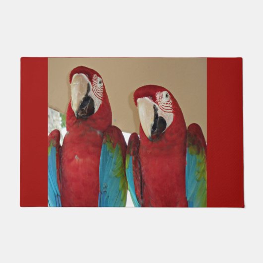 Rot, Blau, Grüne Macaws (Papageien) Fußmatte (Vorderseite)