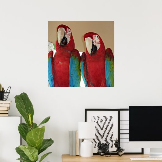 Rot, Blau, Grüne Macaws (Papageien) Poster (Heimbüro)