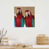 Rot, Blau, Grüne Macaws (Papageien) Poster (Küche)