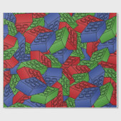 Rot, Blau, grünes Gebäude Geschenkpapier (Flach)