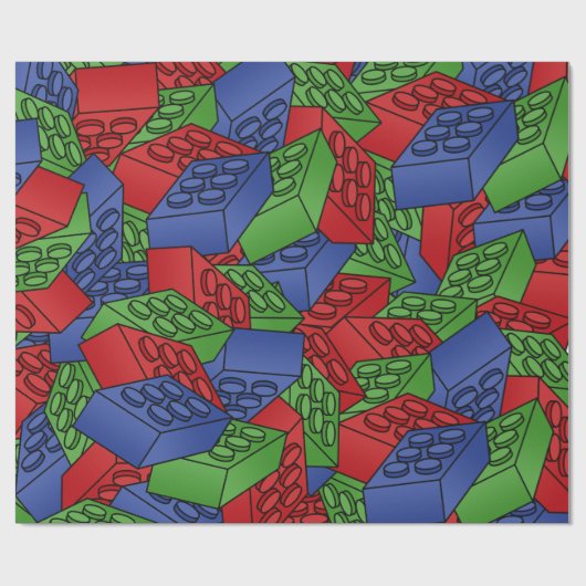 Rot, Blau, grünes Gebäude Geschenkpapier (Flach)