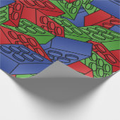 Rot, Blau, grünes Gebäude Geschenkpapier (Ecke)