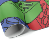 Rot, Blau, grünes Gebäude Geschenkpapier (Rolleneckpunkt)