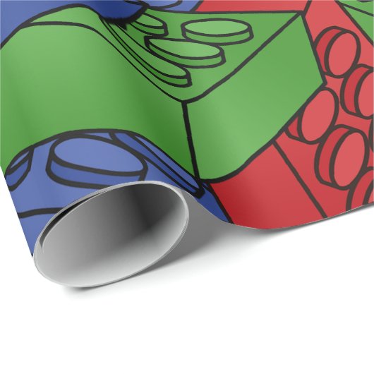 Rot, Blau, grünes Gebäude Geschenkpapier (Rolleneckpunkt)