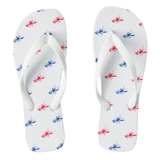 Rot-Blau-Hummermuster Patriotisch Badesandalen (Fußbett)
