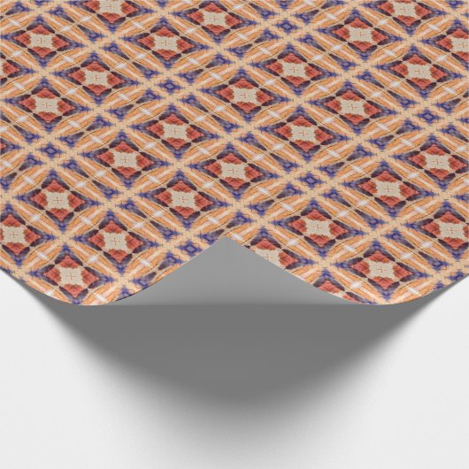 Rot-Blau-Indigo-Orange-Quadrat Geschenkpapier (Ecke)