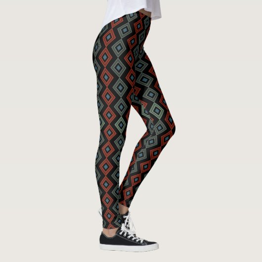 Rot-Blau-kariert-Tartan Capri Leggings (Rechts)