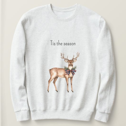 Rot Blau Kariert Weihnachtshirsch Sweatshirt (Design vorne)