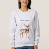 Rot Blau Kariert Weihnachtshirsch Sweatshirt (Vorderseite)
