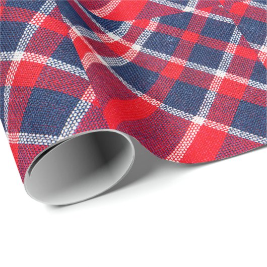 Rot-blau karierte Wolle Textur. Geschenkpapier (Rolleneckpunkt)