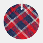 Rot-blau karierte Wolle Textur. Ornament Aus Glas (Rückseite)