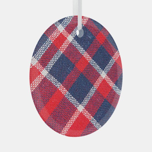 Rot-blau karierte Wolle Textur. Ornament Aus Glas (Vorderseite Rechts)