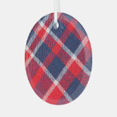 Rot-blau karierte Wolle Textur. Ornament Aus Glas (Vorderseite links)