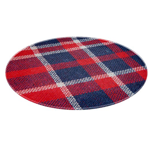 Rot-blau karierte Wolle Textur. Schneidebrett (Ecke)