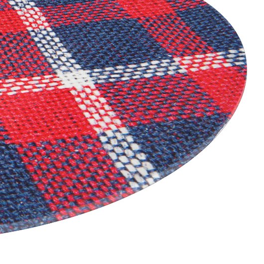 Rot-blau karierte Wolle Textur. Schneidebrett (Ecke)