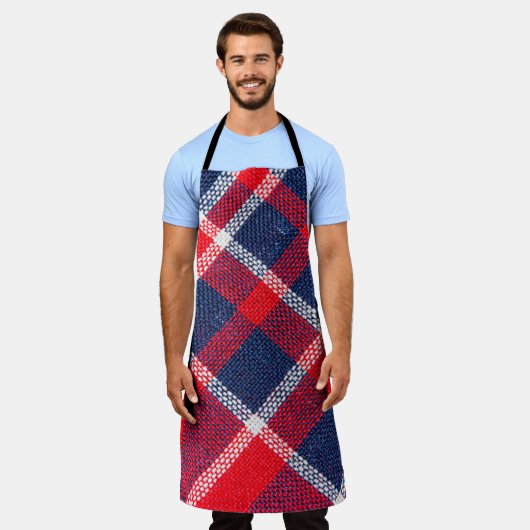 Rot-blau karierte Wolle Textur. Schürze (Getragen)