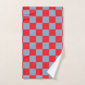 Rot Blau Kariertes Gingham-Muster Badhandtuch Set (Handtuch)