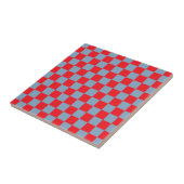 Rot Blau Kariertes Gingham-Muster Fliese (Seite)