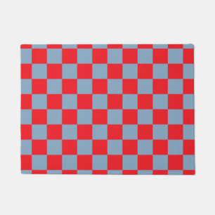 Rot-blau kariertes Gingham-Muster Fußmatte