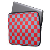 Rot-blau kariertes Gingham-Muster Laptopschutzhülle (Vorderseite Links)