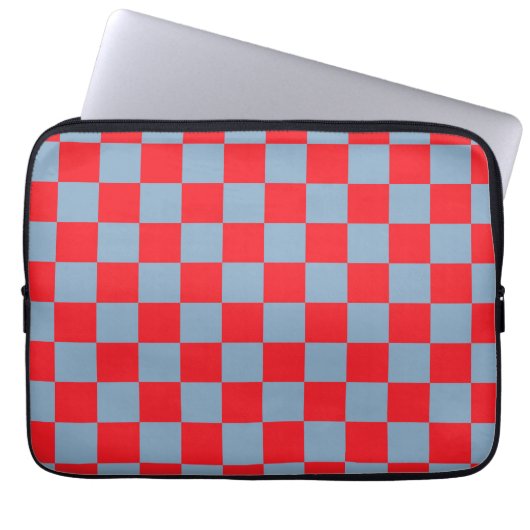 Rot-blau kariertes Gingham-Muster Laptopschutzhülle (Vorderseite)