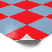 Rot Blau Kariertes Gingham-Muster Poster (Ecke)