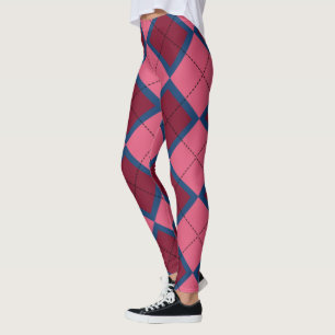 Rot-blau kariertes Muster Leggings