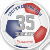 Rot-Blau-Kinder Teenager in den Farben der Fußball Aufkleber (Vorderseite)