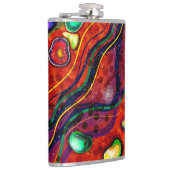 Rot, Blau, Kupfer, Grün, Lila Abstrakt modern Flachmann (Rechts)