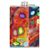 Rot, Blau, Kupfer, Grün, Lila Abstrakt modern Flachmann (Rückseite)