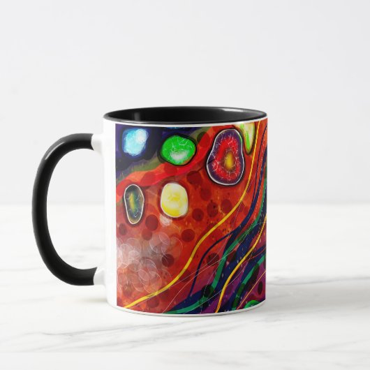 Rot, Blau, Kupfer, Grün, Lila Abstrakt modern Tasse (Links)