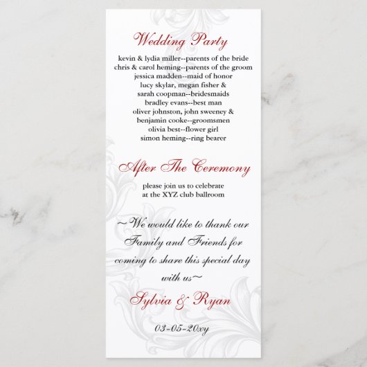 Rot-Blau-Liebhaberprogramme Programm (Rückseite)